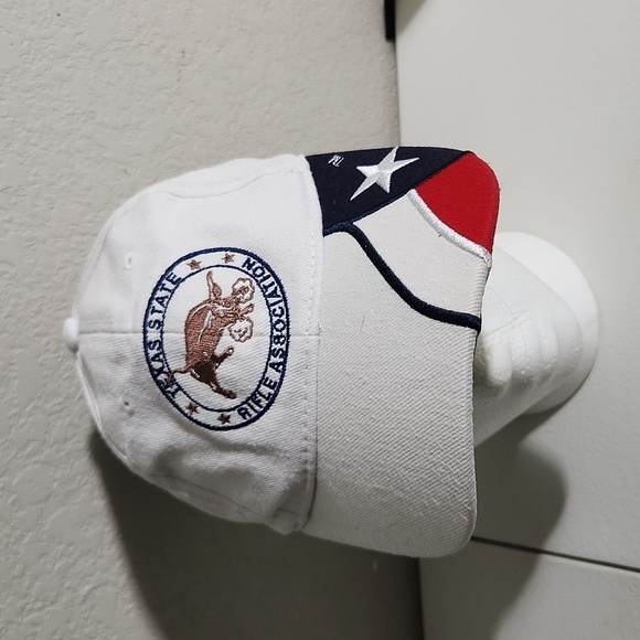 Texas State Hat Rifle Association Rock Point Red White Blue Bull Strap Back - Picture 1 of 16